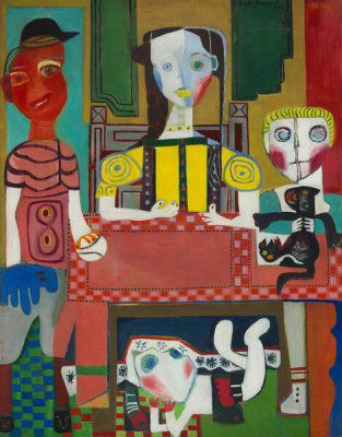 Will Barnet - Family and Pink Table (Mary and Sons), 1948